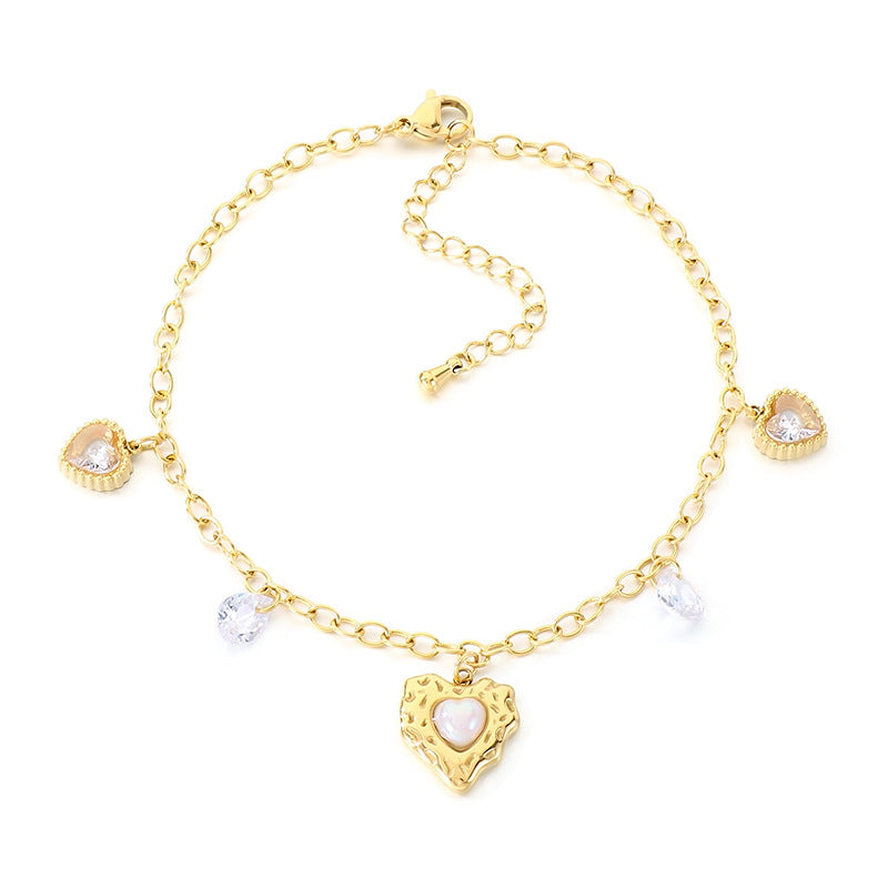 Gold Beaded Chain Charm Bracelet