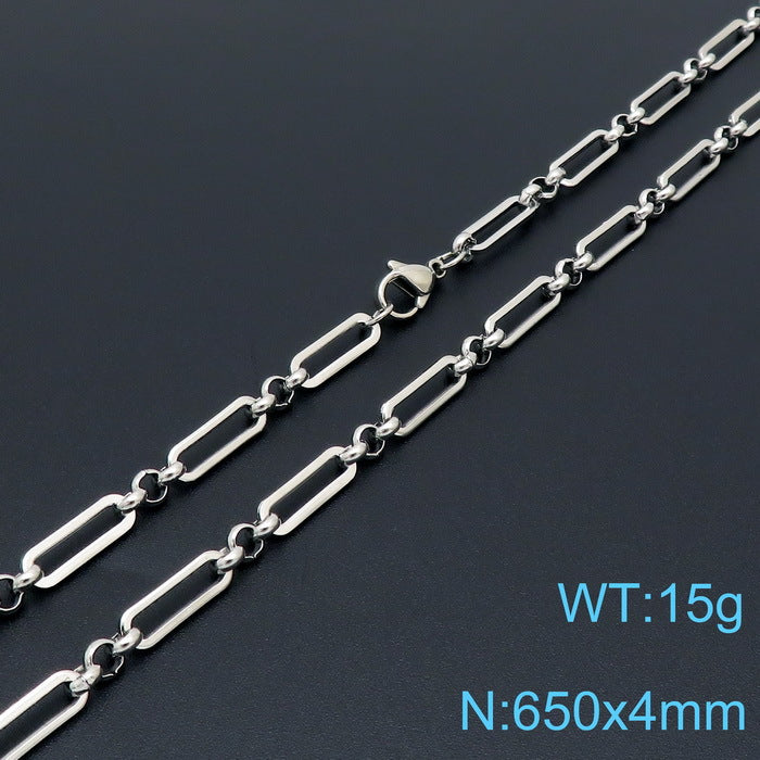 Elongated Rectangle Link Chain Necklace