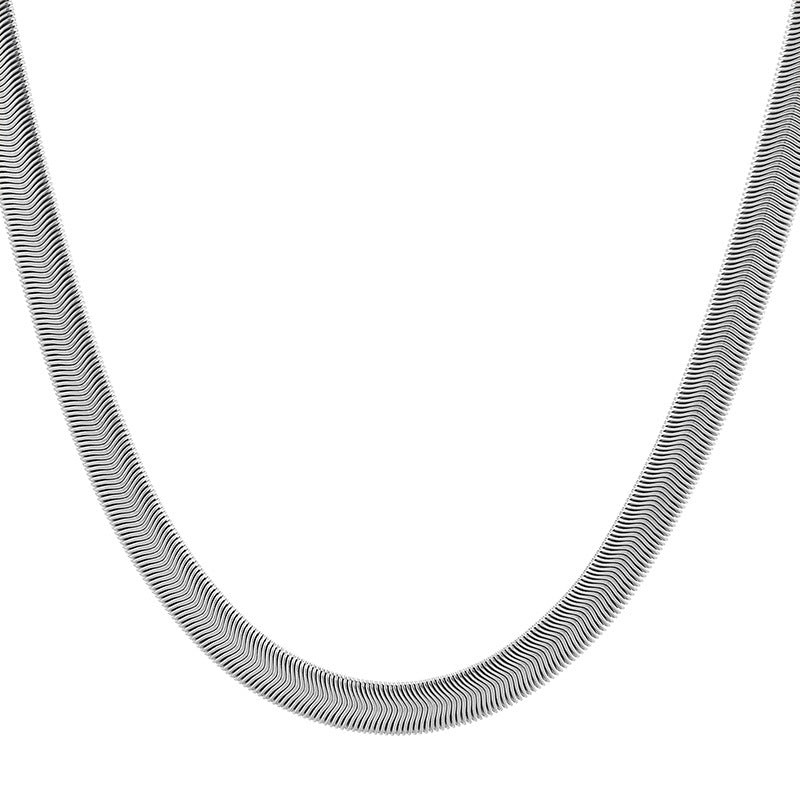 European and American cold stainless steel flat snake bone chain 18K versatile retro flat snake chain neck chain necklace spot jewelry