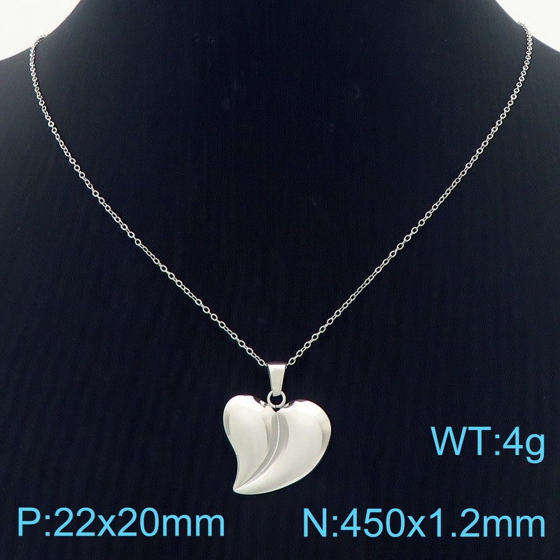 Cross-border high-end ins smooth three-dimensional love stainless steel O-chain necklace fashion peach heart titanium steel collarbone chain