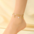 Summer seaside beach wind double stacked marine life starfish shell seahorse pendant stainless steel anklet foot decoration