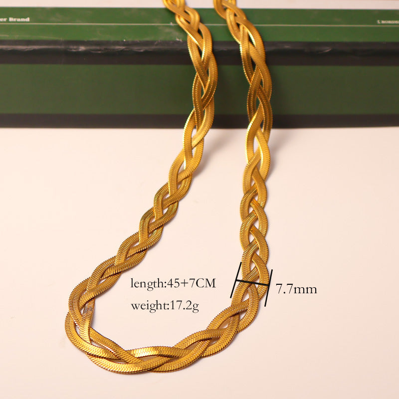 Amazon European and American Simple Vintage Men's and Women's Blade Chains Stainless Steel Twist Flat Snake Bone Chains Necklaces Bracelets Wholesale