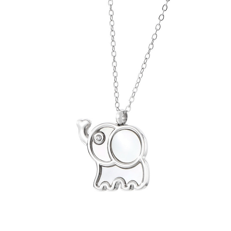 Creative Simple Sweet Fashion Versatile Shell Diamond Elephant Pendant Premium Necklace Women's Accessories