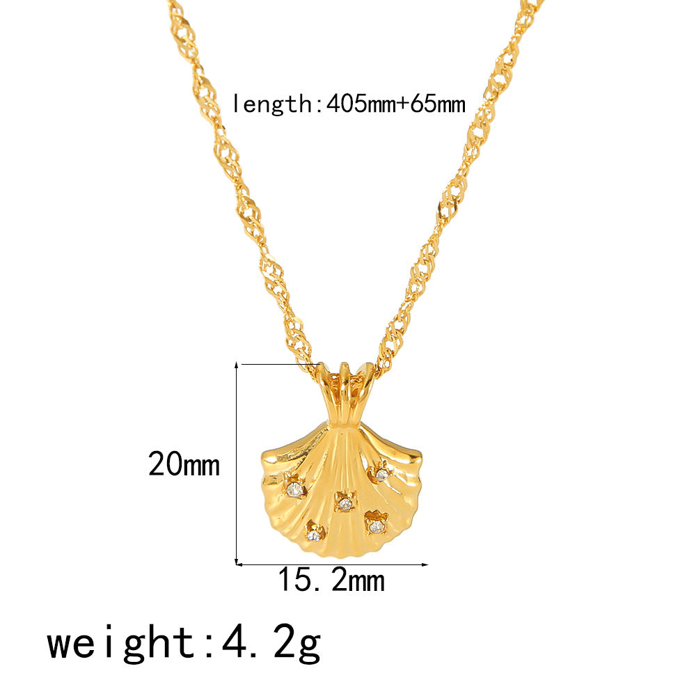 Cross-border new products ins wind titanium steel 18k gold non-fading skirt pendant niche design personalized diamond pendant necklace