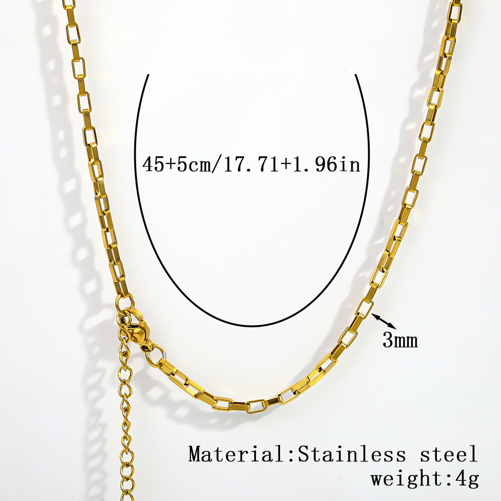 Cross-border women's stainless steel necklace, 18K real gold snake bone chain plain chain fashion collarbone chain versatile titanium steel necklace