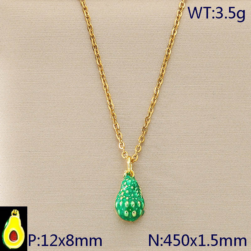 Textured Fruit & Sun Charm Gold Necklace