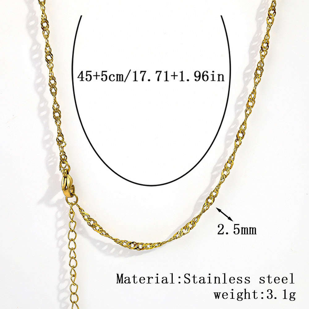 Cross-border stainless steel necklace, 18K real gold-plated snake bone chain fashion collarbone chain plain chain versatile women's titanium steel necklace