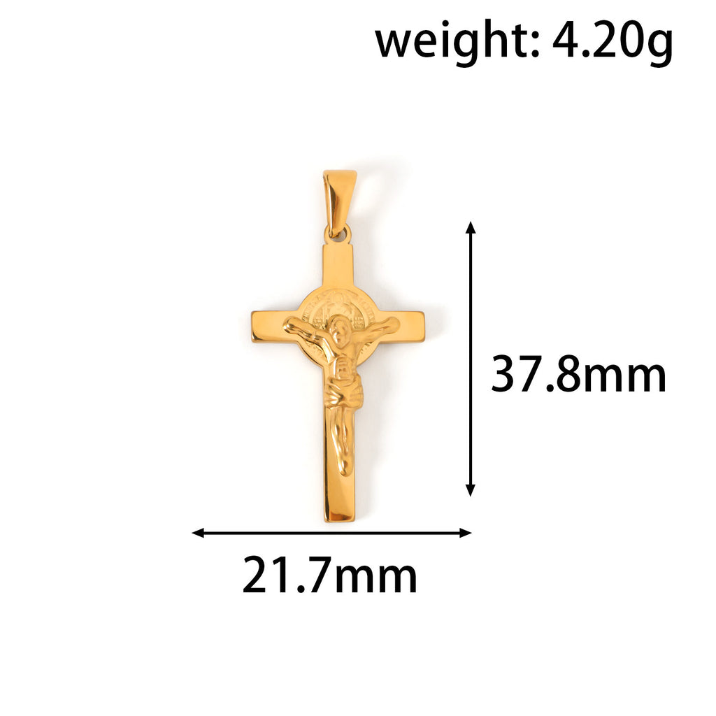 Cross-border European and American jewelry: titanium steel cross necklace pendant, personalized literary and artistic retro stainless steel clavicle chain accessories