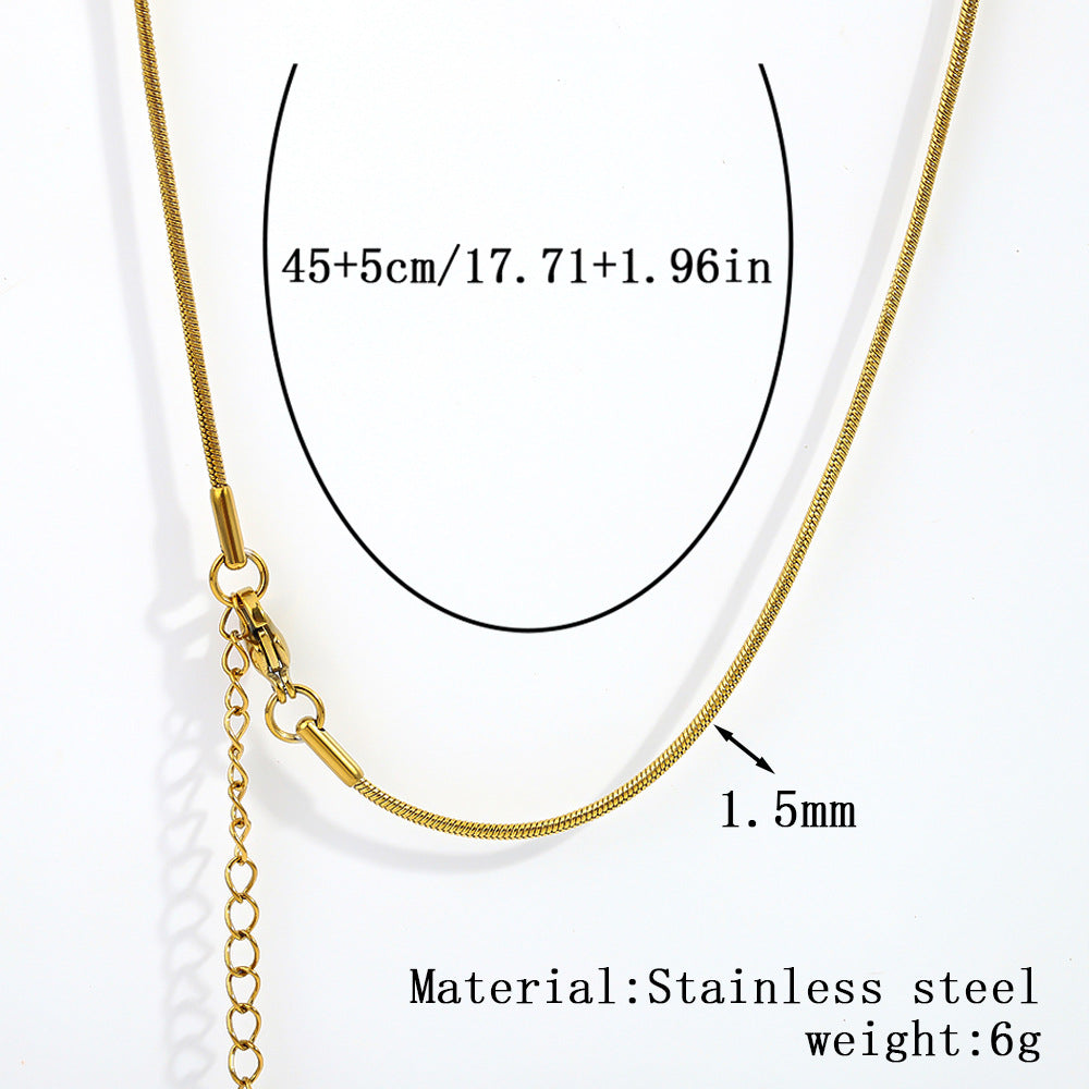 Cross-border women's stainless steel necklace, 18K real gold snake bone chain plain chain fashion collarbone chain versatile titanium steel necklace