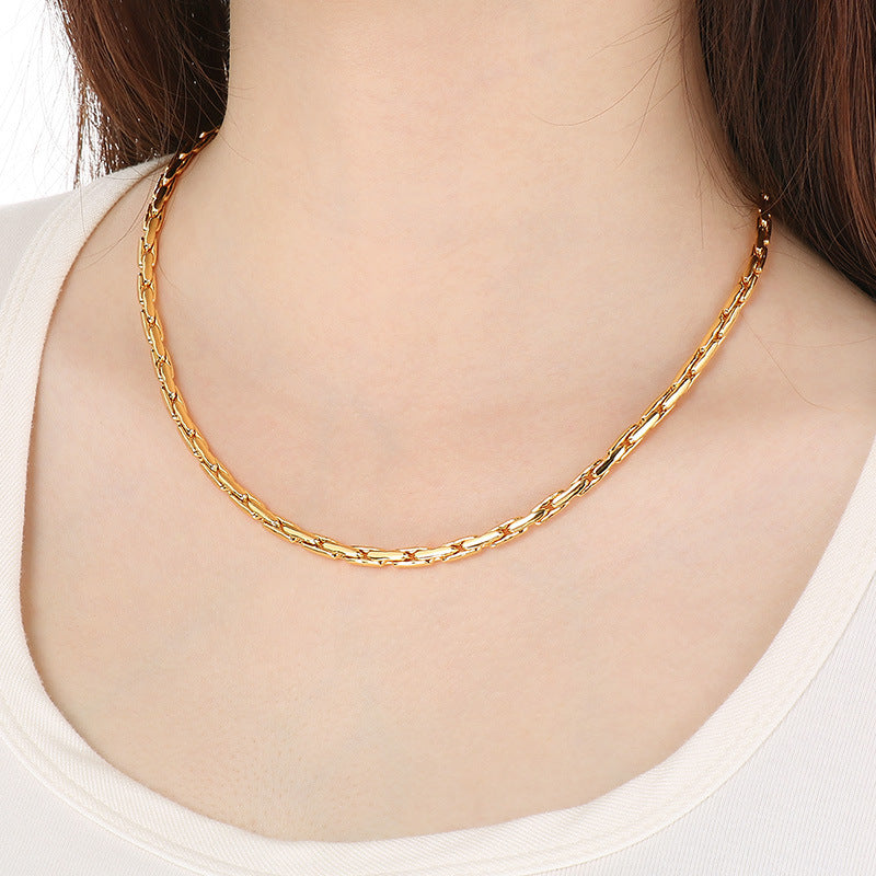 European and American foreign trade titanium steel chain necklace men and women ins Internet celebrities personality bare chain trend stainless steel twist chain plain chain