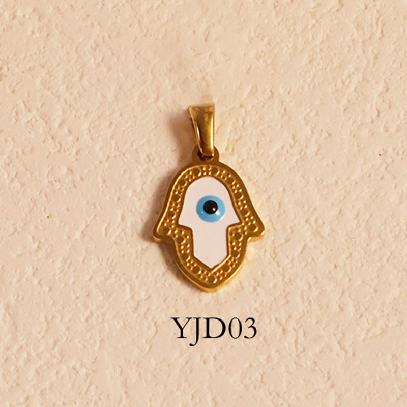 European and American blue eyes devil eye pendant necklace ethnic style vacation clavicle chain plated 24k gold vintage accessories for women