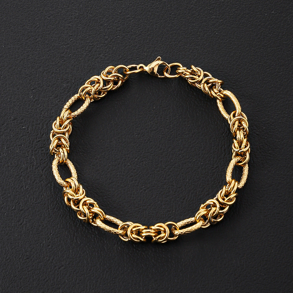 Cross-border stainless steel men's bracelet domineering personality non-fading women's jewelry, electroplated 18k real gold titanium steel bracelet