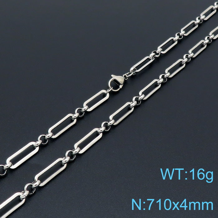 Elongated Rectangle Link Chain Necklace