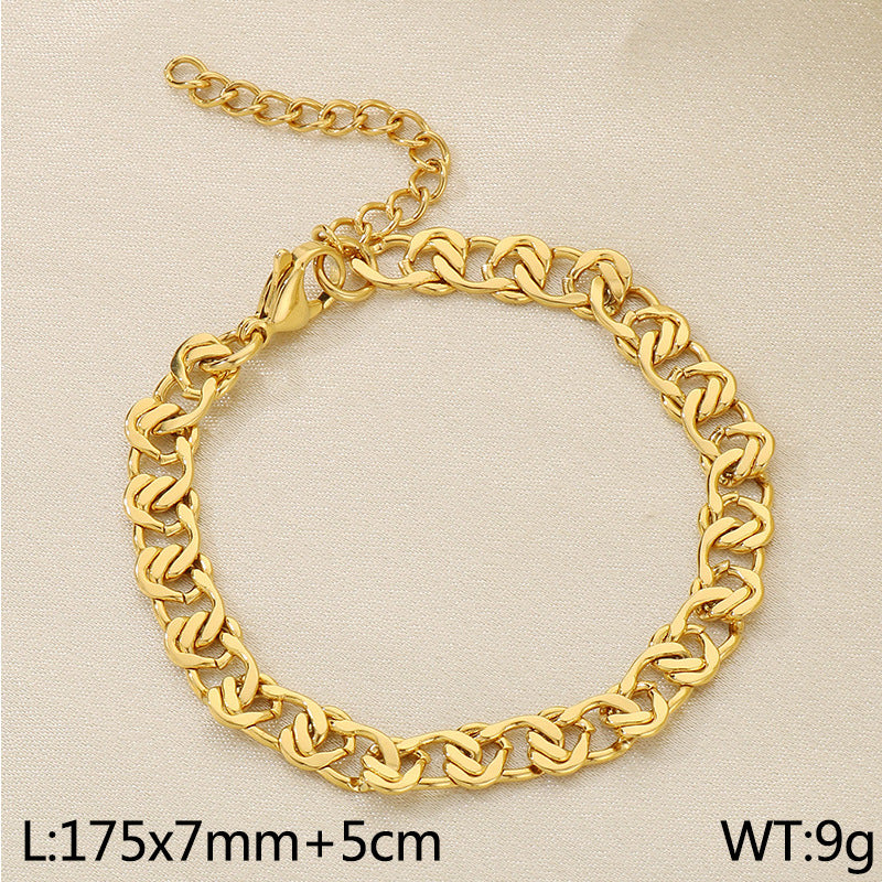 Fashion Hong Kong style necklace stainless steel cut-out NK chain bracelet splicing chain 18K gold men's and women's personality accessories accessories