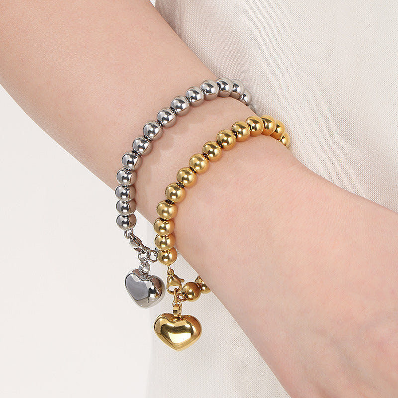 Beaded Heart Charm Bracelet