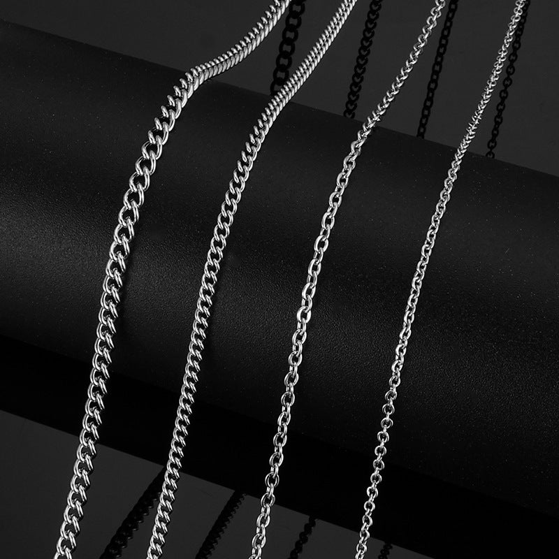 European and American cross-border popular simple retro stainless steel hammer cross chain side chain, pendant with chain wholesale