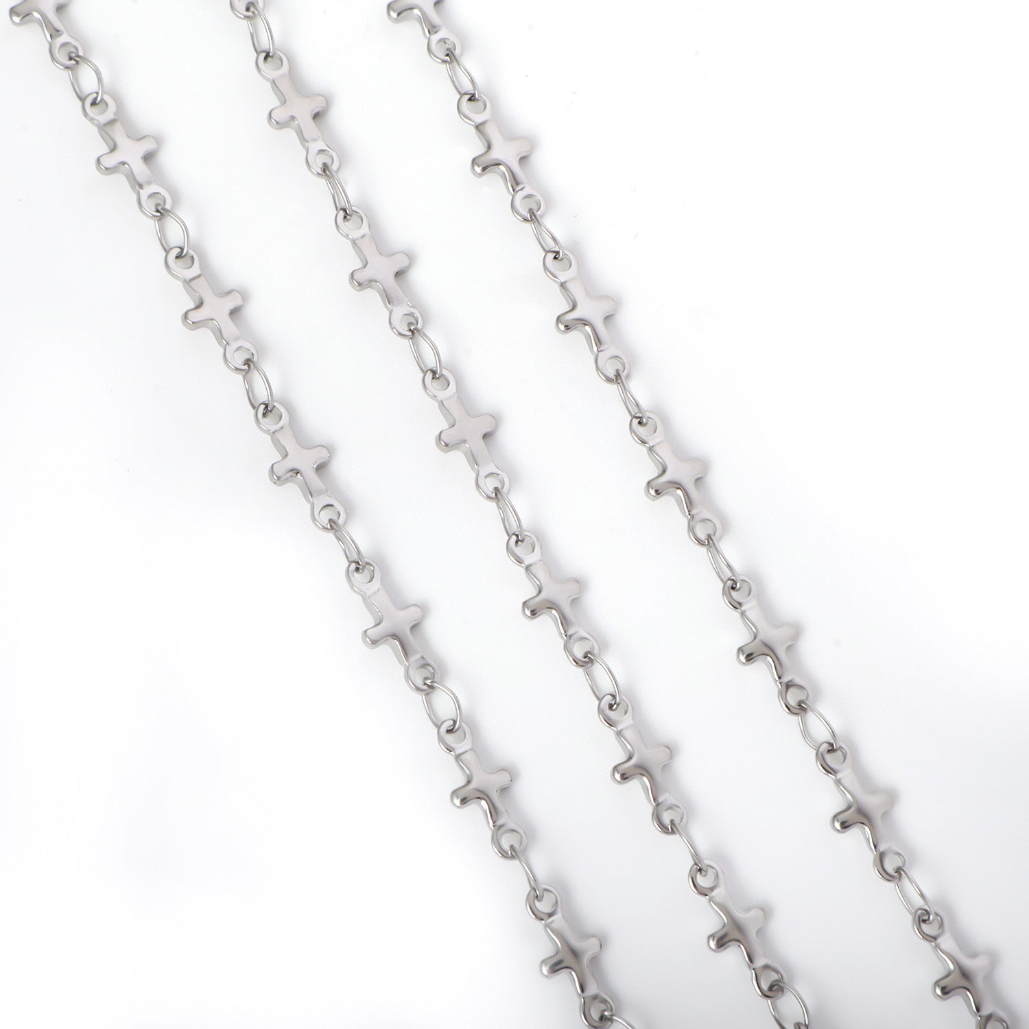 Cross-border stainless steel leaf wavy cross necklace, fashion creative DIY handmade chain jewelry accessories wholesale