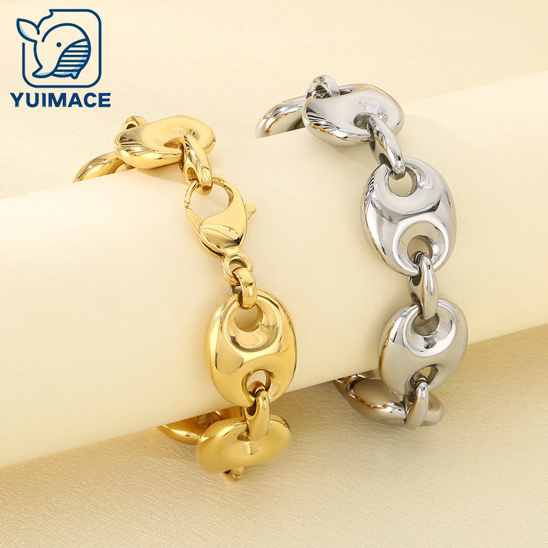 Europe and the United States cross-border high-grade stainless steel 18k gold pig nose bracelet summer versatile bracelet jewelry spot wholesale
