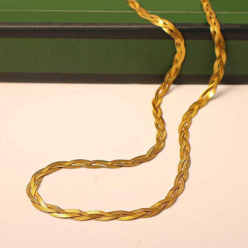 Amazon European and American Simple Vintage Men's and Women's Blade Chains Stainless Steel Twist Flat Snake Bone Chains Necklaces Bracelets Wholesale