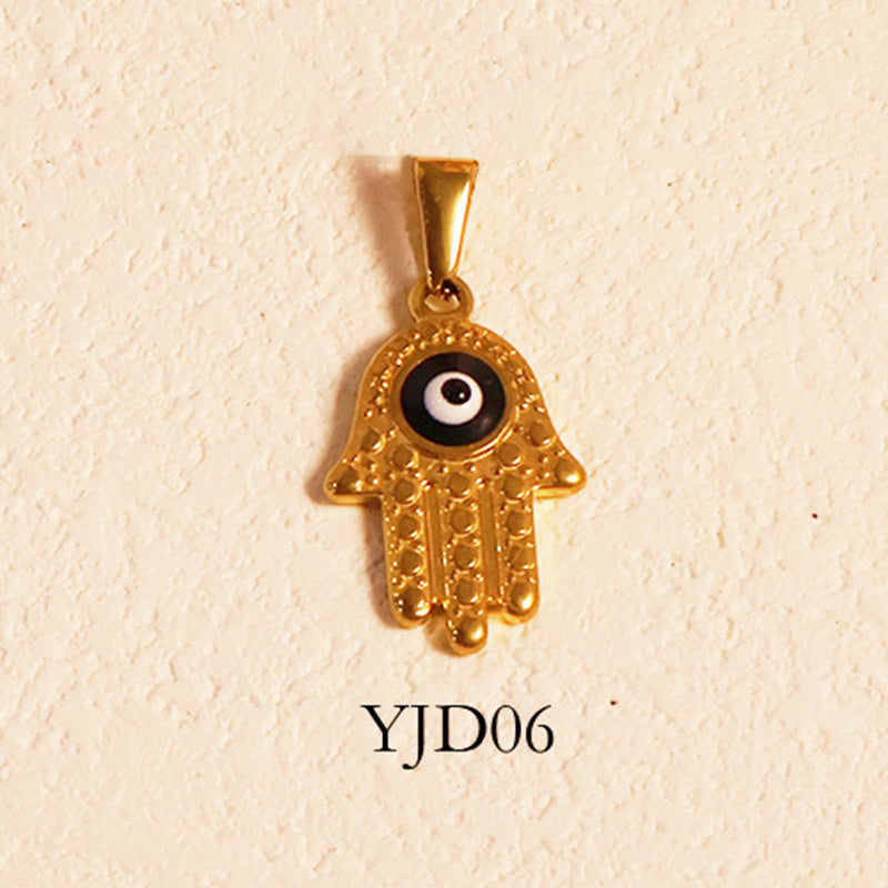 European and American blue eyes devil eye pendant necklace ethnic style vacation clavicle chain plated 24k gold vintage accessories for women