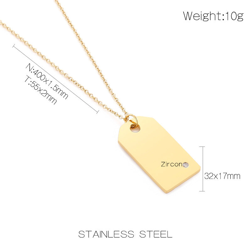 Minimal Tag Necklace – Modern Engraveable Pendant