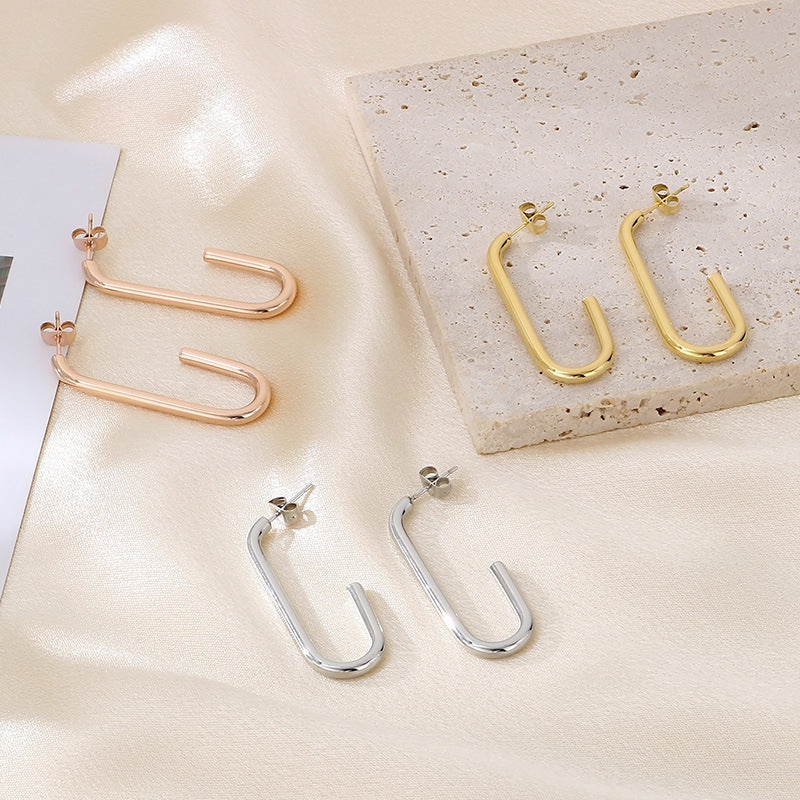Minimalist U-Shaped Hoop Earrings