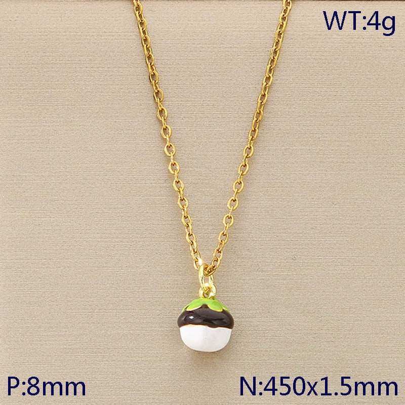 Mini Enamel Fruit Charm Gold Necklace