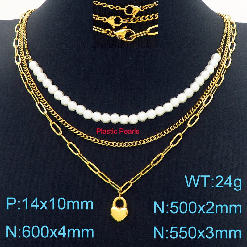 Gold & Pearl Heart Necklace