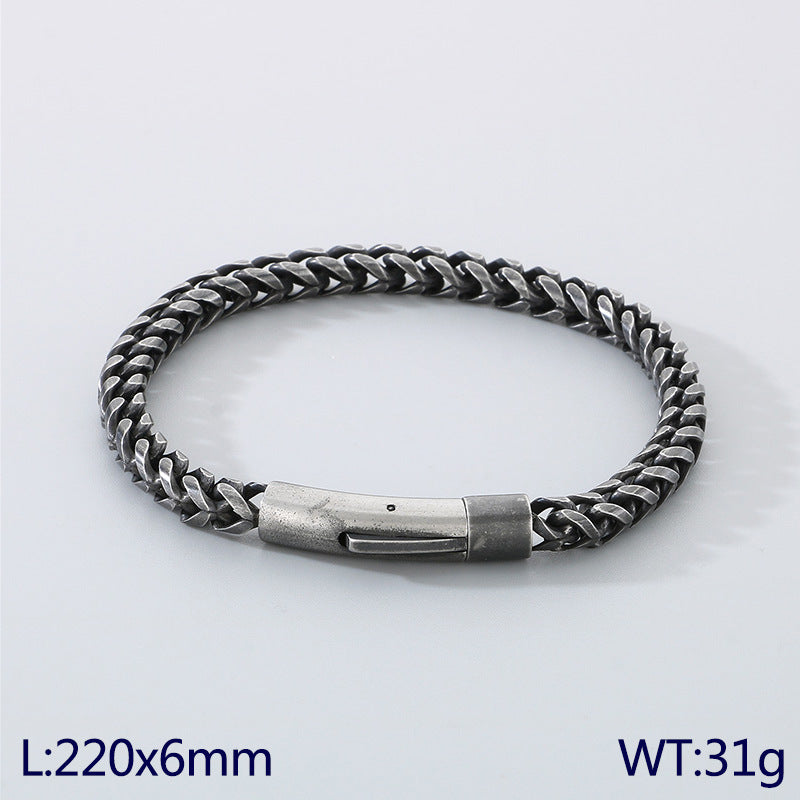 Trend creative stainless steel front and back round grinding bracelet fashionable and simple men's trend round grinding front and back chain jewelry spot