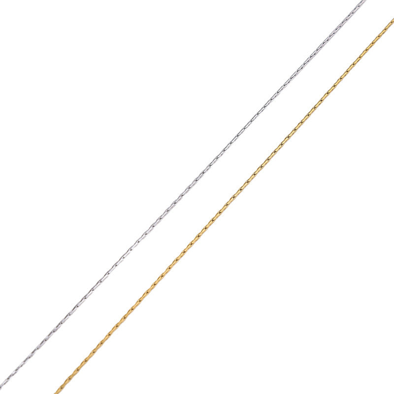 European and American fashion stainless steel hammer round necklace 18K plating furnace real gold electroplating men's and women's accessories plain chain titanium steel necklace