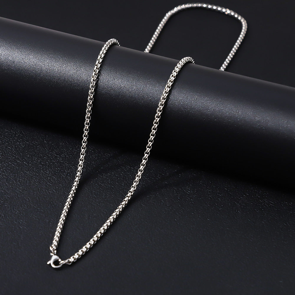 Cross-border men's stainless steel necklace, hot-selling women's collarbone chain chain in Europe and America, versatile high-end titanium steel necklace