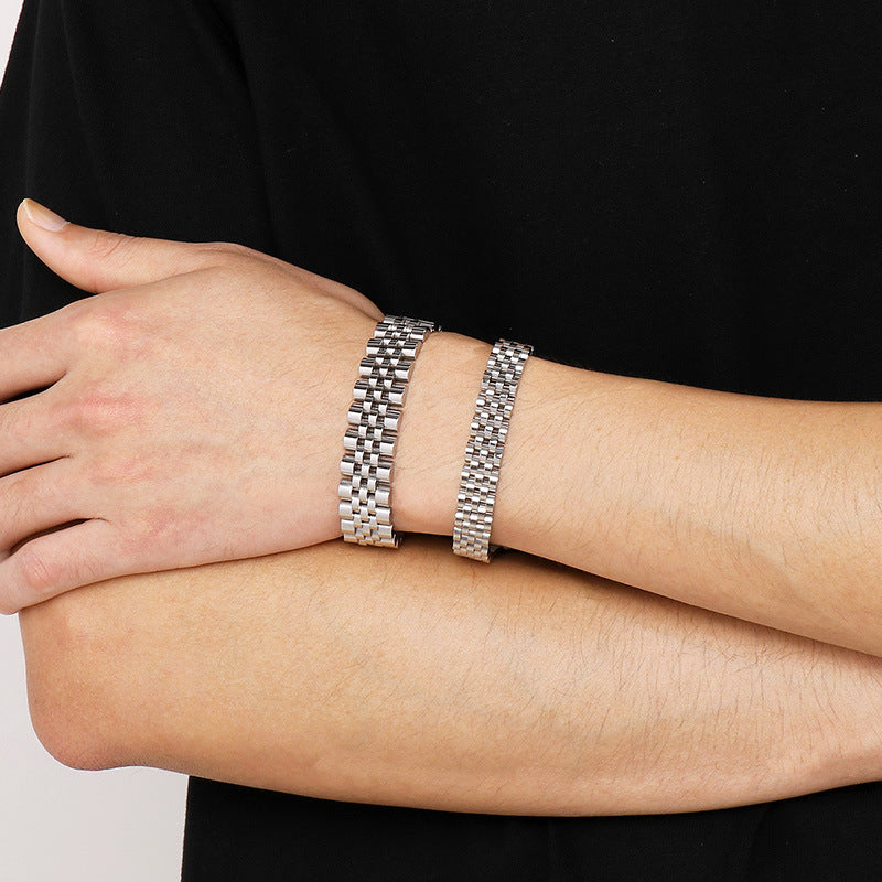 ins simple strap chain curved brand couple strap titanium steel bracelet trend vacuum plated stainless steel unisex