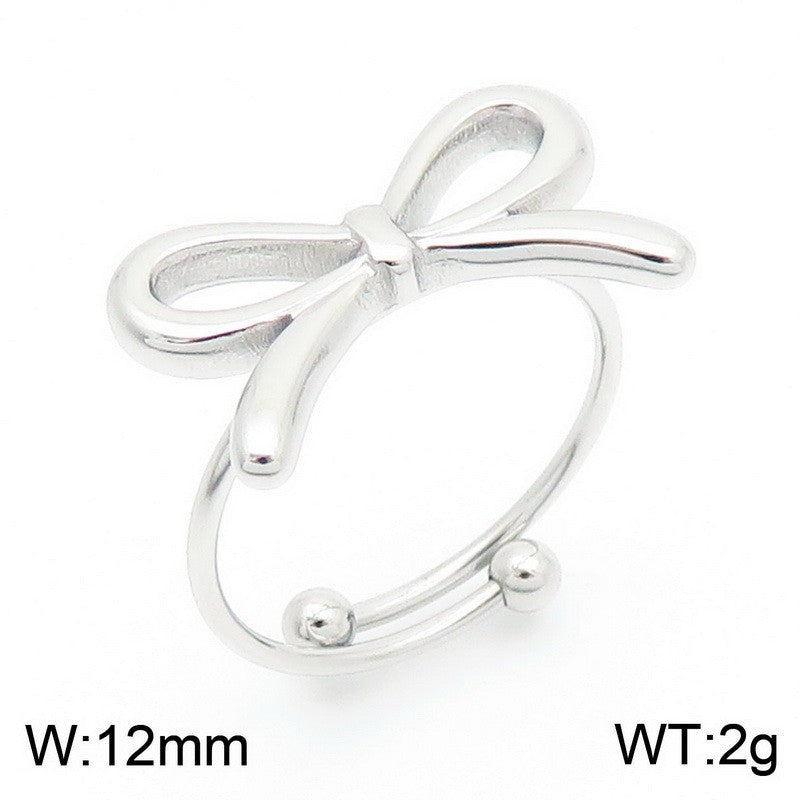 Bow Stainless Steel Adjustable Ring
