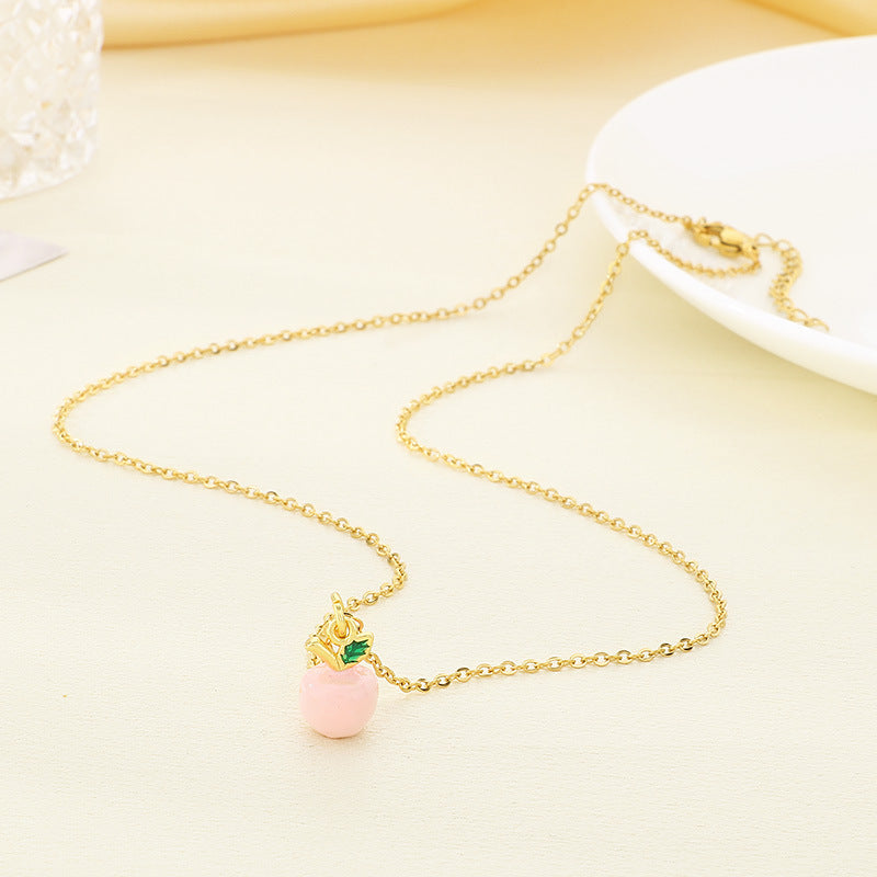 Mini Enamel Fruit Charm Gold Necklace