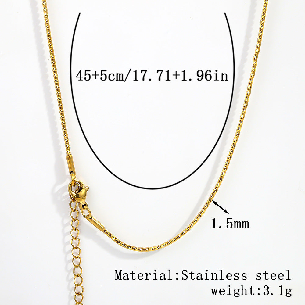 Cross-border stainless steel necklace, 18K real gold-plated snake bone chain fashion collarbone chain plain chain versatile women's titanium steel necklace