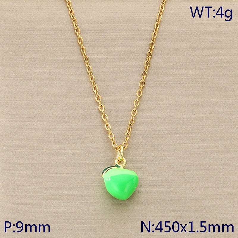 Mini Enamel Fruit Charm Gold Necklace