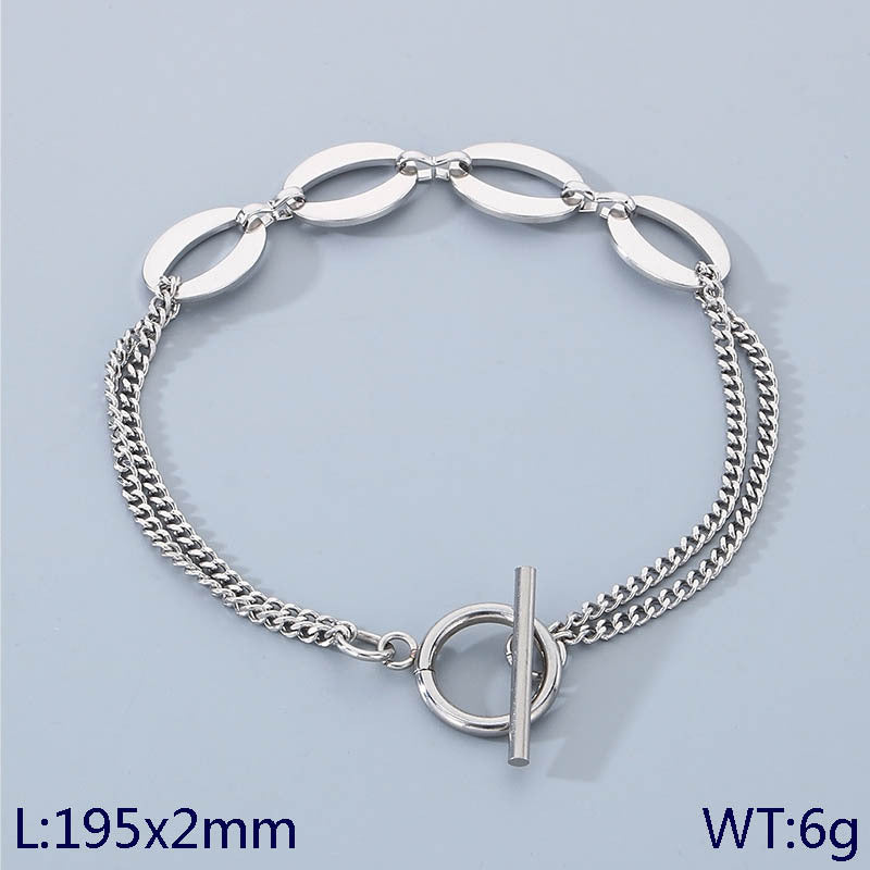 New simple rhombus round splicing chain ot buckle stainless steel bracelet creative versatile bracelet jewelry