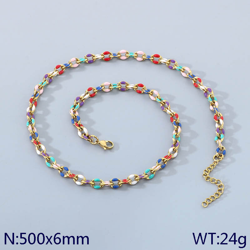 Cross-border Versatile Stainless Steel Oil Drip Cuban Chain Necklace Fashion Versatile Titanium Steel Unisex Titanium Steel Jewelry Accessories