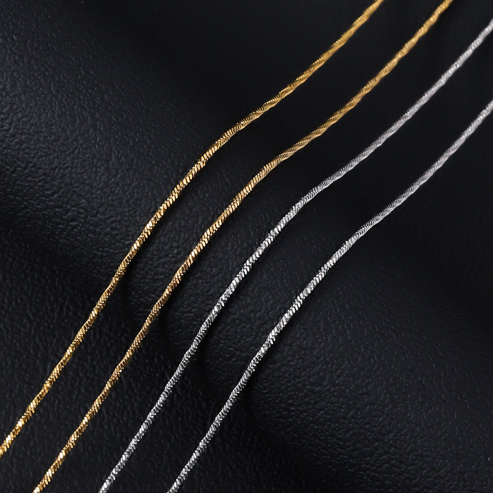 Cross-border hot-selling stainless steel twisted square snake necklace, titanium steel DIY plain chain, 18K-plated real gold non-fading necklace in furnace