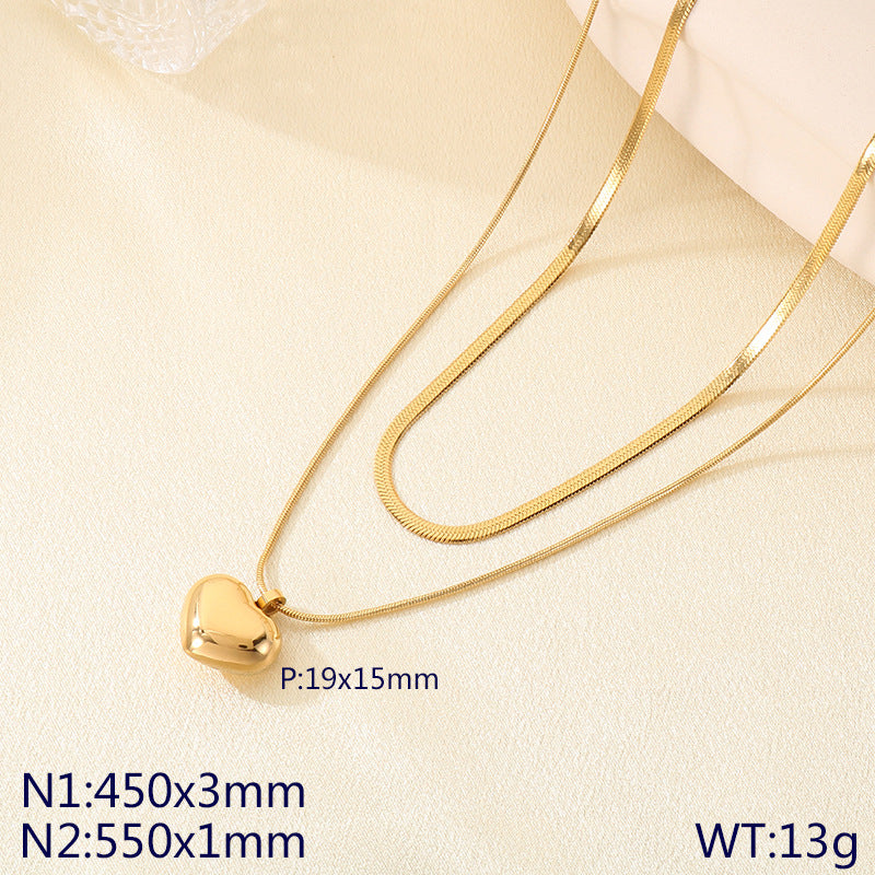 Minimal Heart Snake Chain Necklace