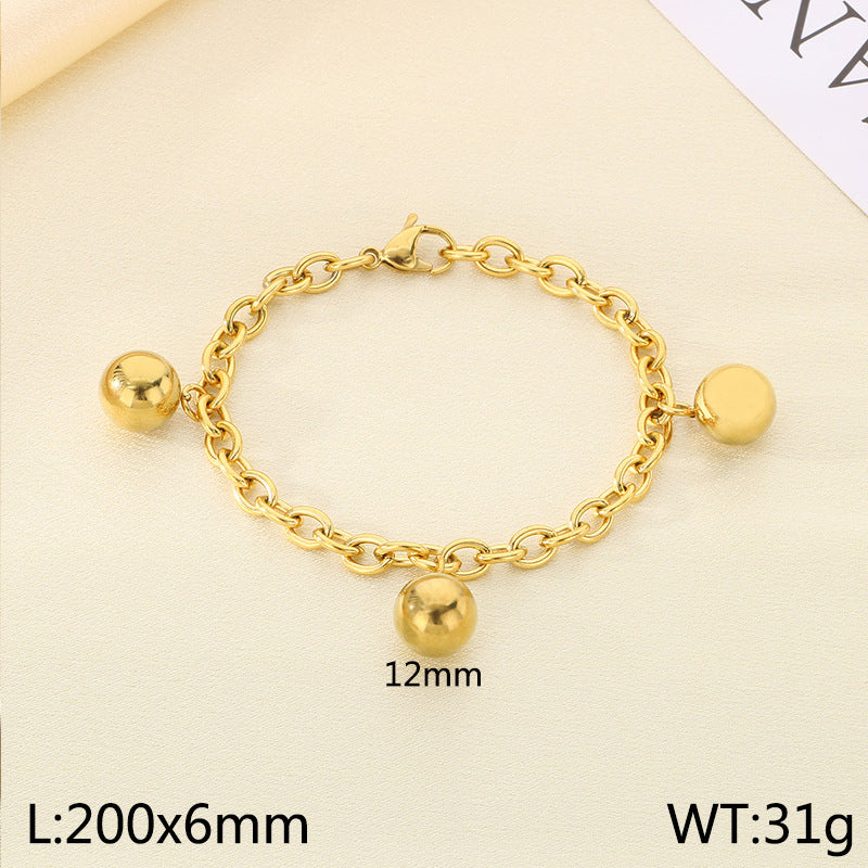 Simple stainless steel 18K gold bohemian round bead bracelet niche design jewelry bell spot bracelet wholesale