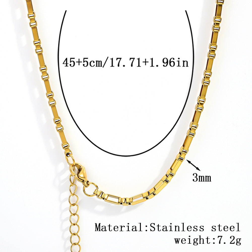 Cross-border stainless steel necklace, 18K real gold-plated snake bone chain fashion collarbone chain plain chain versatile women's titanium steel necklace