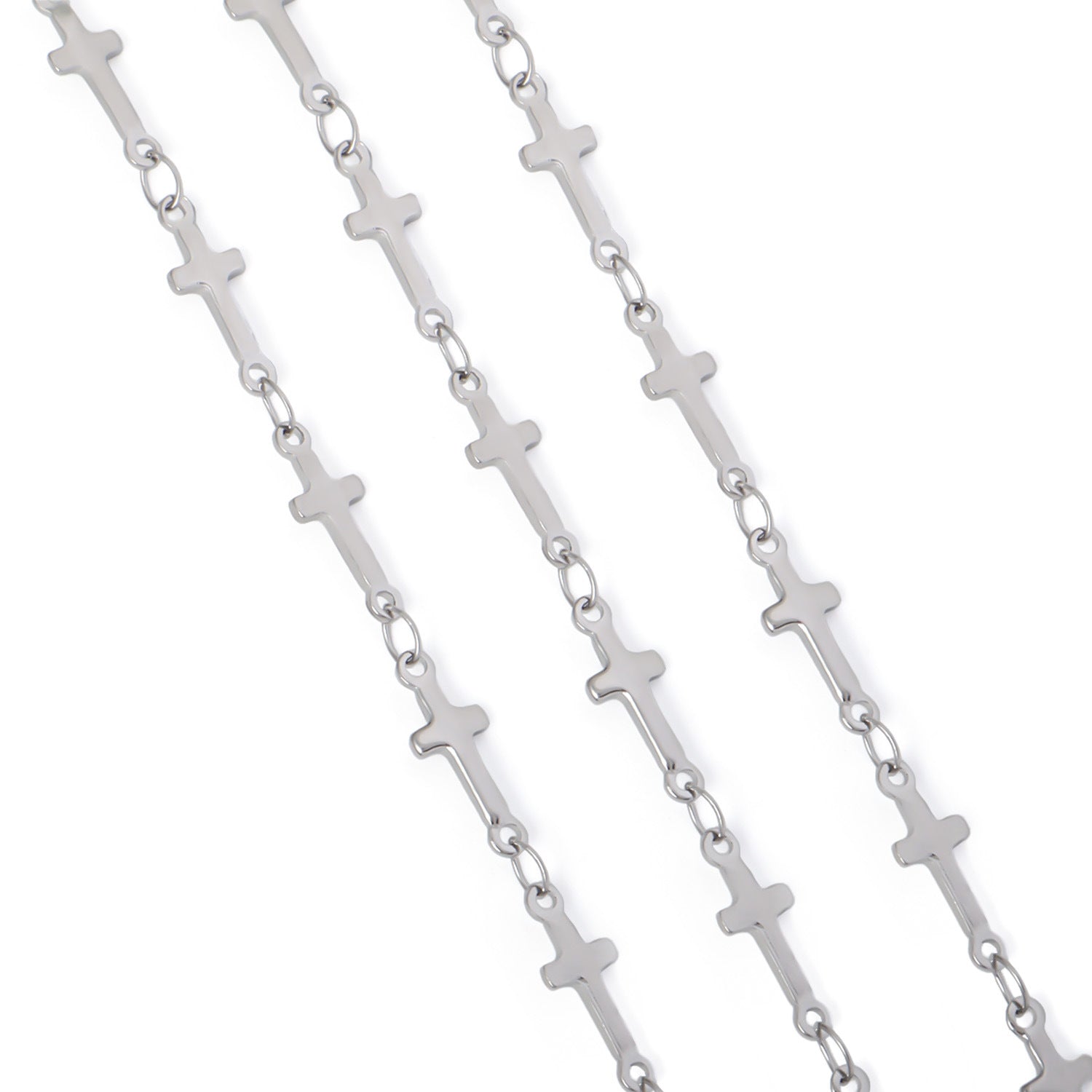 Cross-border stainless steel leaf wavy cross necklace, fashion creative DIY handmade chain jewelry accessories wholesale