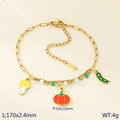 INS fresh and fashionable stainless steel double chain cartoon fruit pendant anklet titanium steel holiday jewelry foot decoration