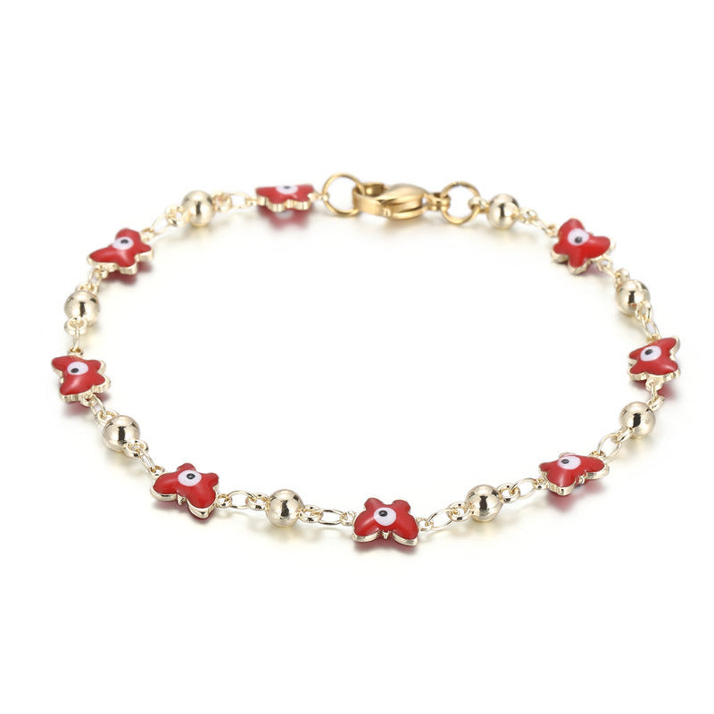 Colorful Mini Fish Charm Bracelet – Gold Tone Beaded Chain