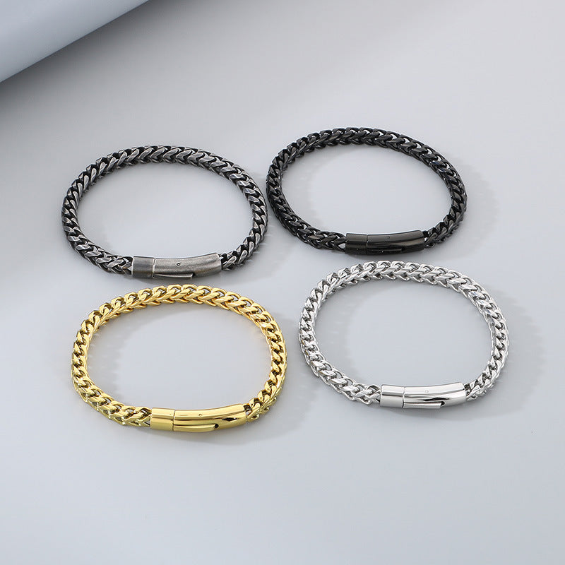 Trend creative stainless steel front and back round grinding bracelet fashionable and simple men's trend round grinding front and back chain jewelry spot