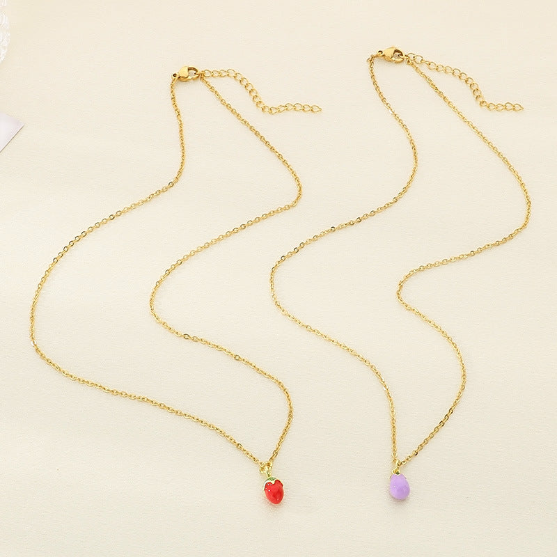 Mini Fruit Charm Gold Chain Necklace