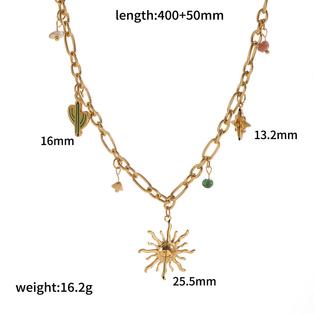 Cross-border beach vacation leisure style stainless steel conch necklace women's fashion personality marine style collarbone chain