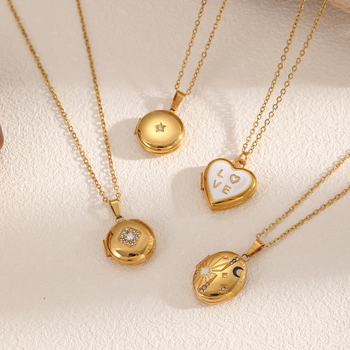 Cross-border AliExpress Stainless Steel Album Necklace Female Personality Niche Design Sense Long Photo Frame Pendant Clavicle Chain