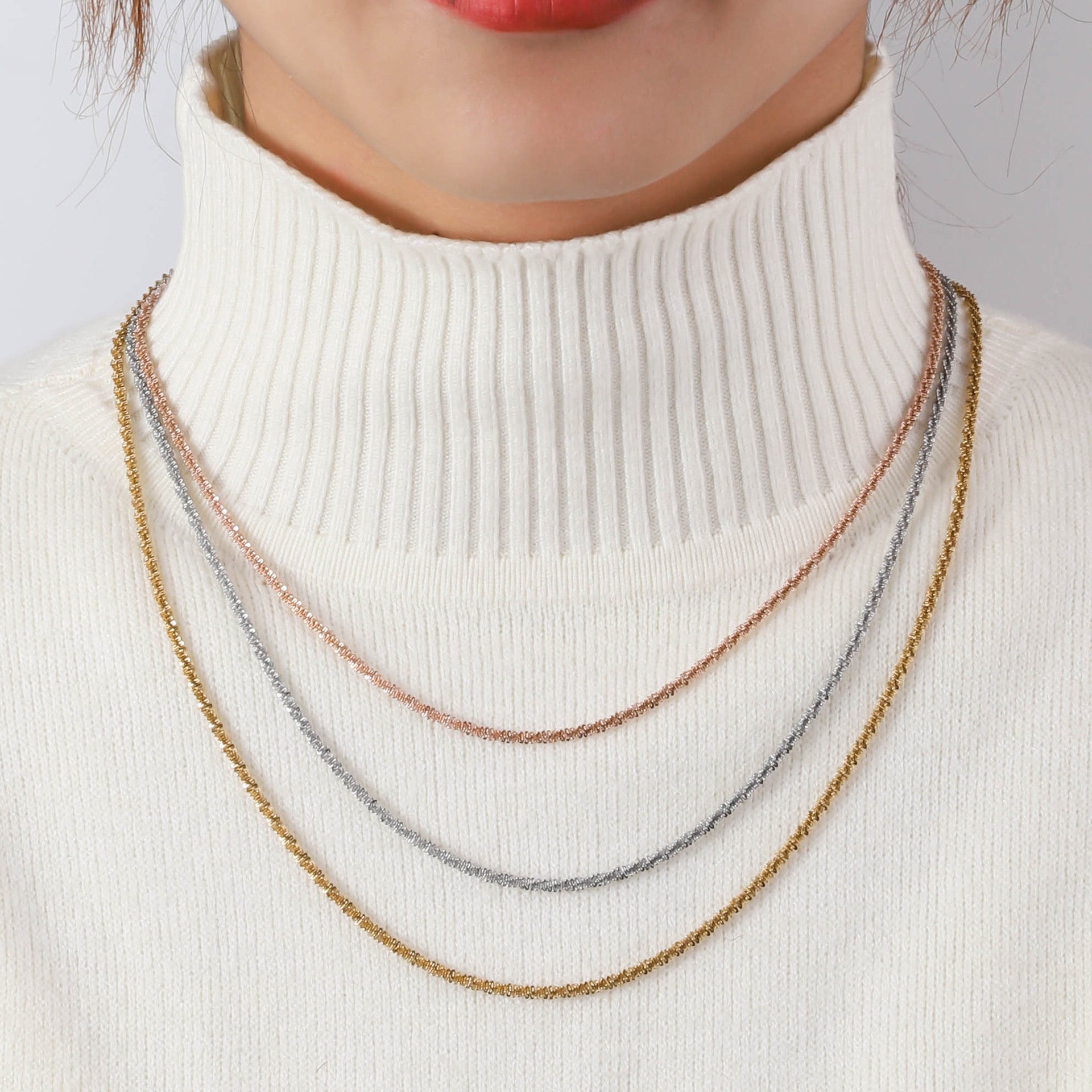 Cross-border stainless steel multi-layer stacked necklace female versatile does not fade high-end jewelry wholesale ins wind collarbone chain